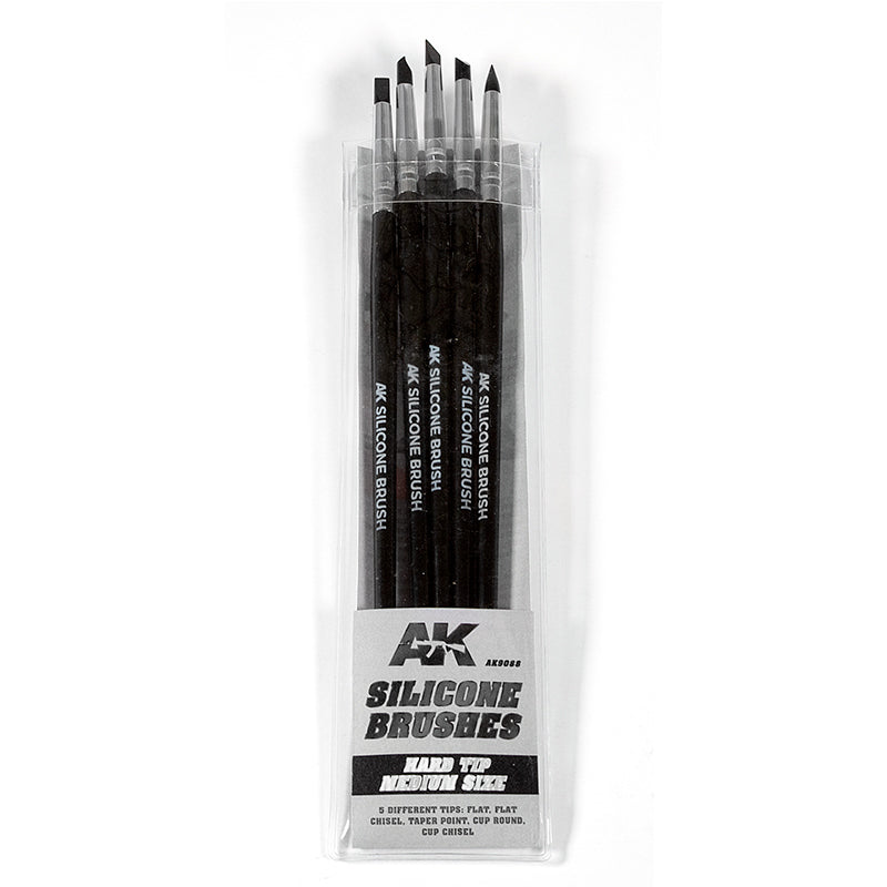 AK Interactive Silicone Brushes – Hard Medium Tips, Set of 5