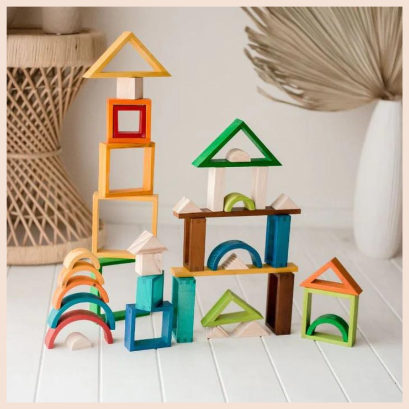 Wood Rainbow Nesting Blocks Set