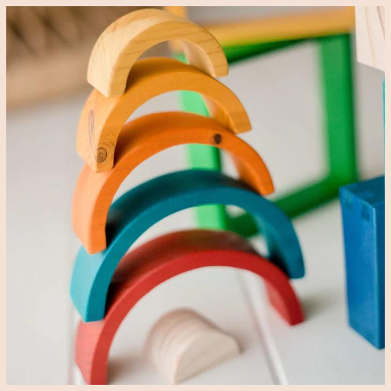 Wood Rainbow Nesting Blocks Set