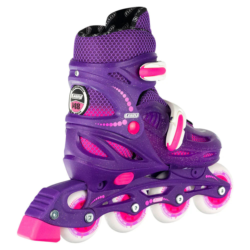 Crazy Skates 148 Inline Skates (Black & Purple Glitter)