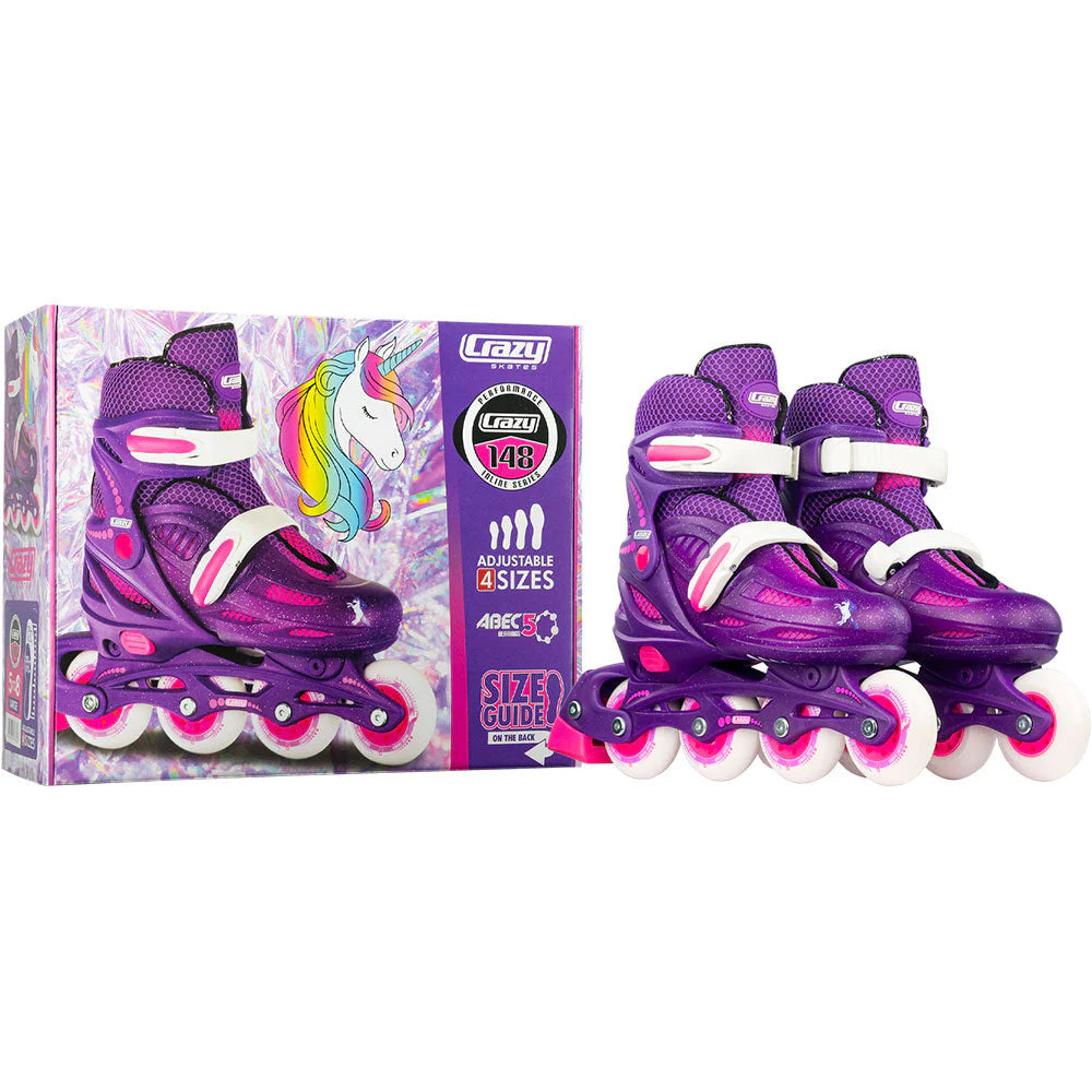 Crazy Skates 148 Inline Skates (Black & Purple Glitter)