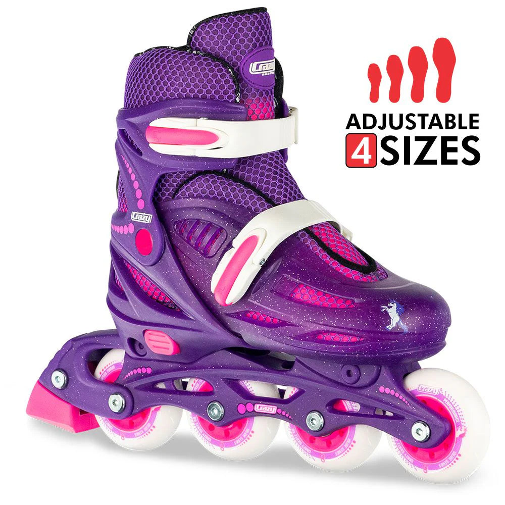 Crazy Skates 148 Inline Skates (Black & Purple Glitter)