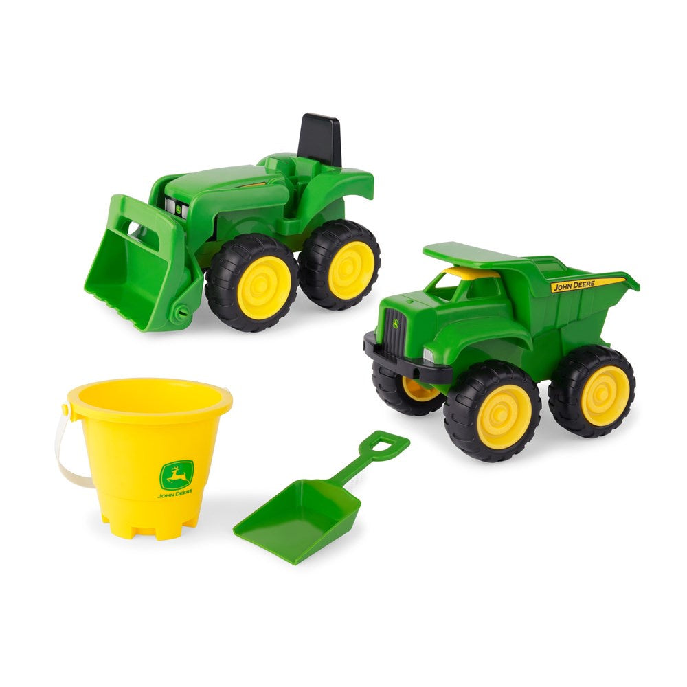 John Deere Sand Pit Value Set – 15cm Dump Truck, Bucket & Shovel