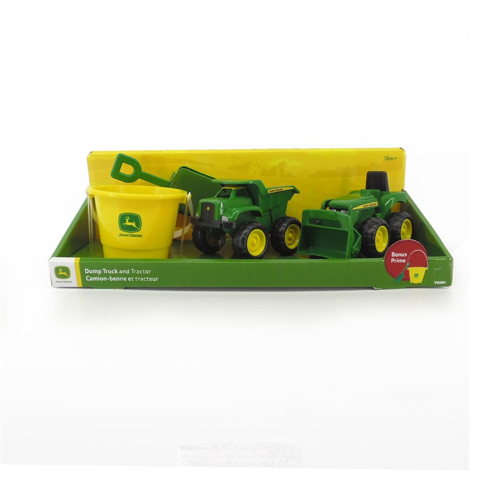 John Deere Sand Pit Value Set – 15cm Dump Truck, Bucket & Shovel