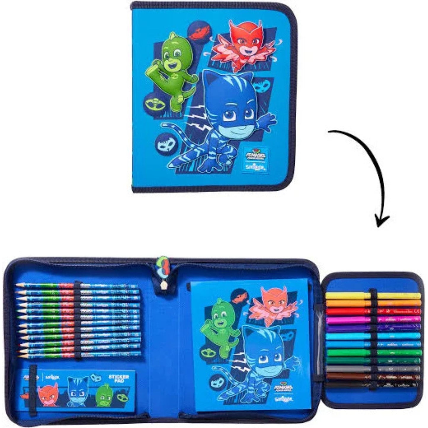 PJ Masks Pencil Case Kit with Pens, Stickers and Pad