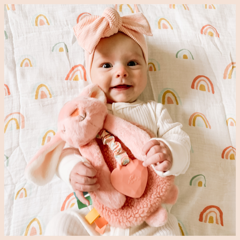 Lovey Plush & Teether Toy. - Bunny