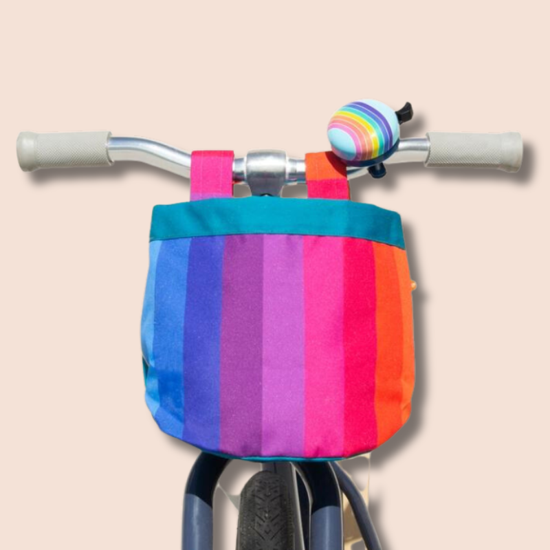 Bike & Scooter Front Canvas Basket | Rainbow Stripe