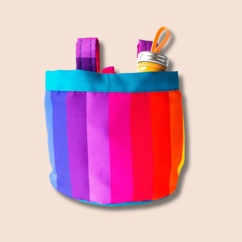 Bike & Scooter Front Canvas Basket | Rainbow Stripe
