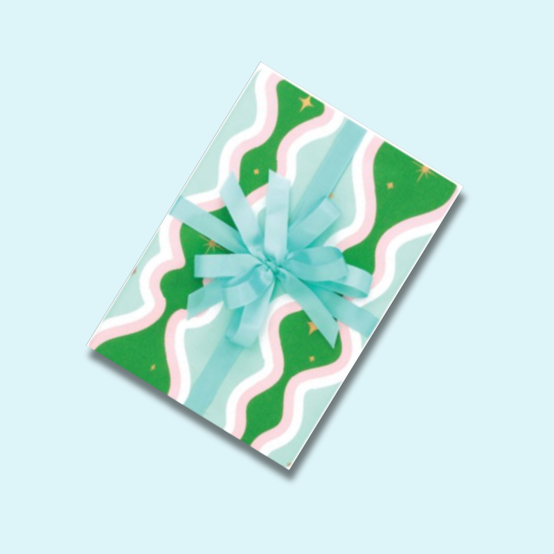 Christmas Gift Wrap | Retro Swirl Mint & Emerald (10 metres)