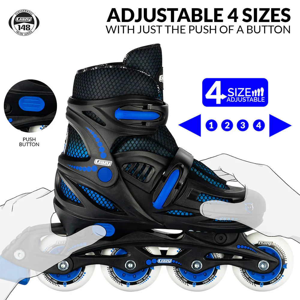Crazy Skates 148 Inline Skates (Black & Purple Glitter)