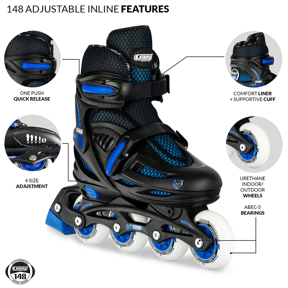 Crazy Skates 148 Inline Skates (Black & Purple Glitter)