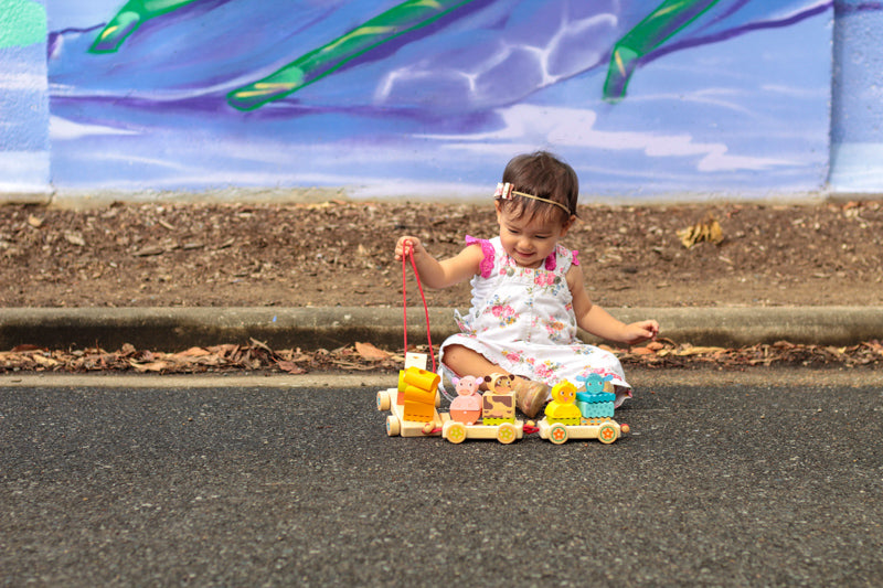 Djeco Wooden Pull-Along Trains – Jungle, Farm & Creafarm