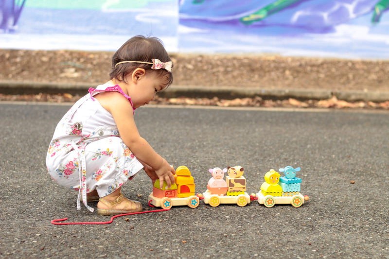 Djeco Wooden Pull-Along Trains – Jungle, Farm & Creafarm