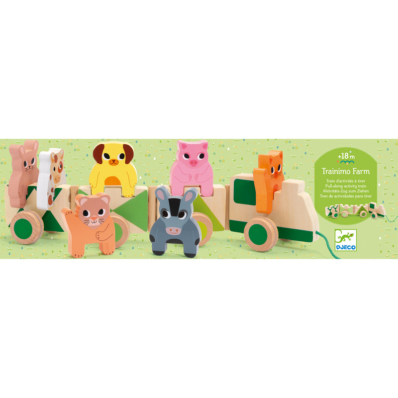 Djeco Wooden Pull-Along Trains – Jungle, Farm & Creafarm