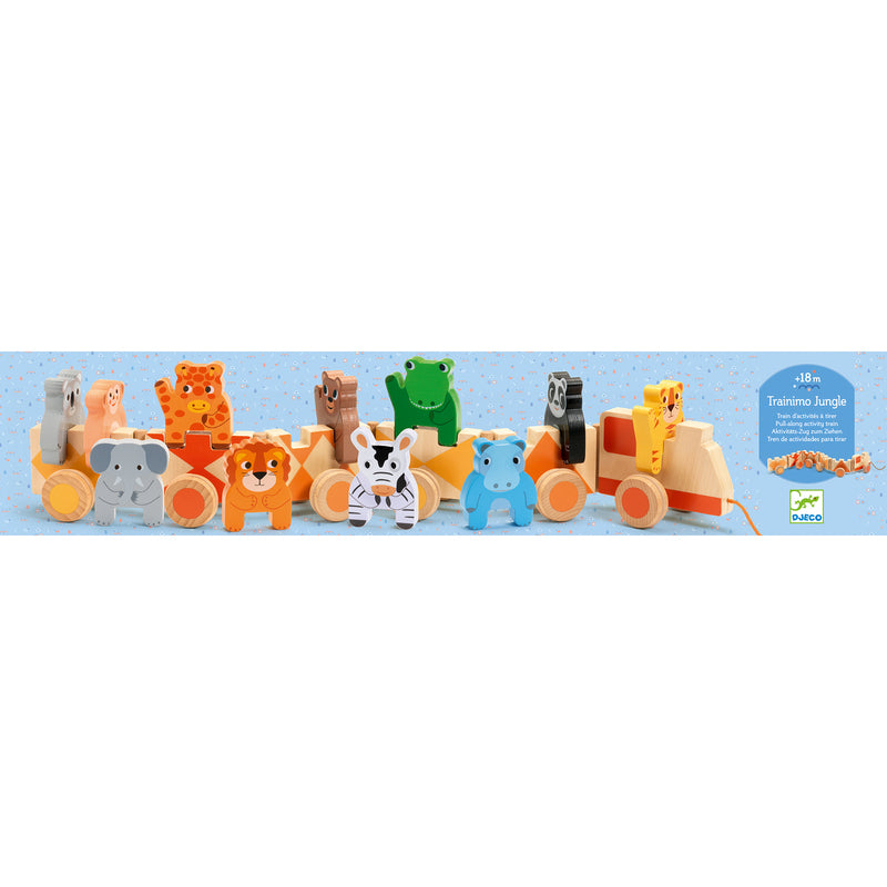 Djeco Wooden Pull-Along Trains – Jungle, Farm & Creafarm