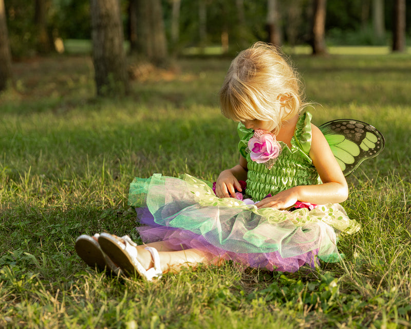 Green Fairy Blooms Deluxe Dress with Wings