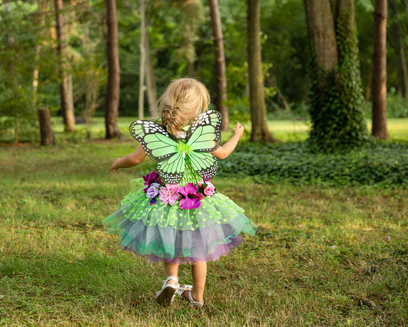 Green Fairy Blooms Deluxe Dress with Wings