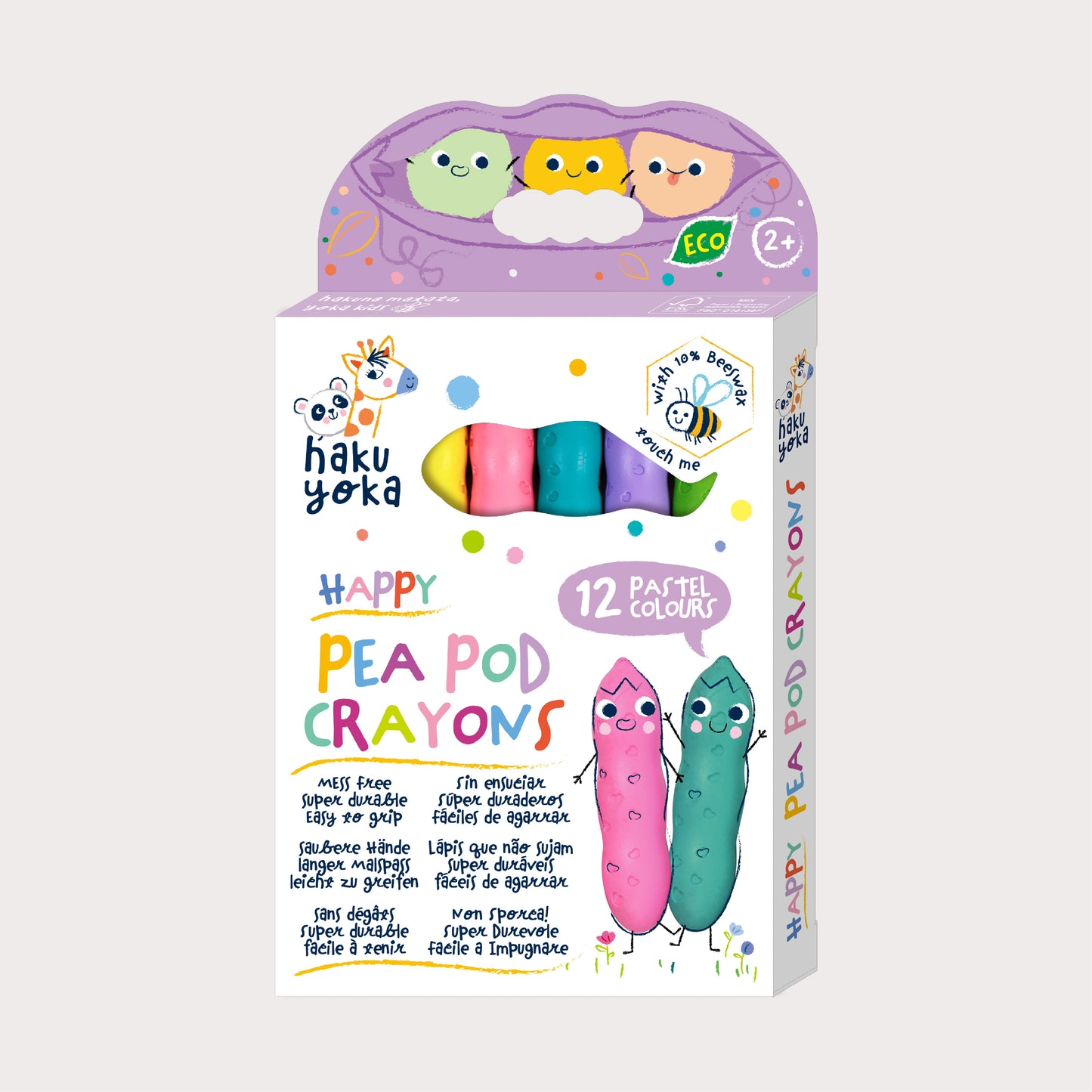 Happy Pea Pod Crayons (12 pastel)