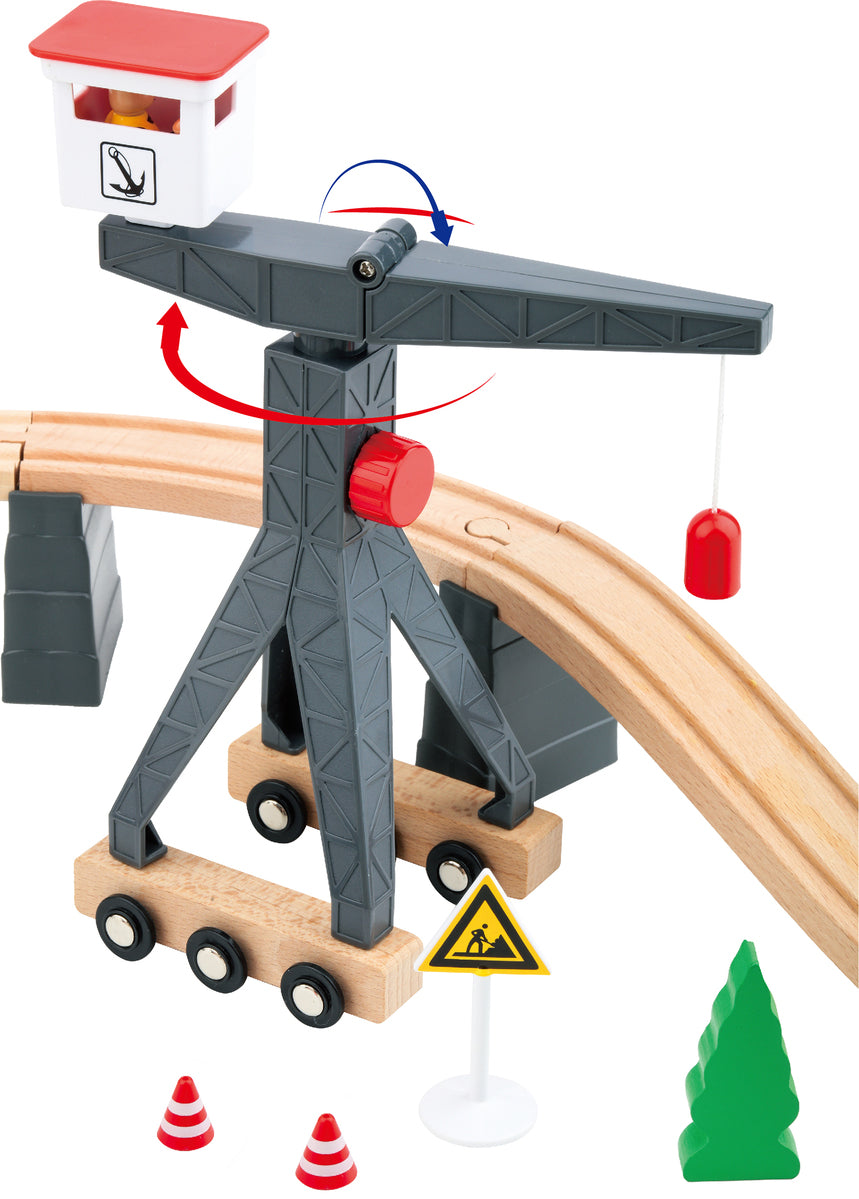 Tooky Toy Wooden Construction Yard Train Set (35 pcs)