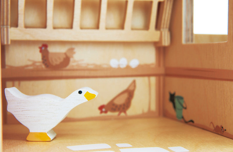 Wooden Chicken Coop and Chickens