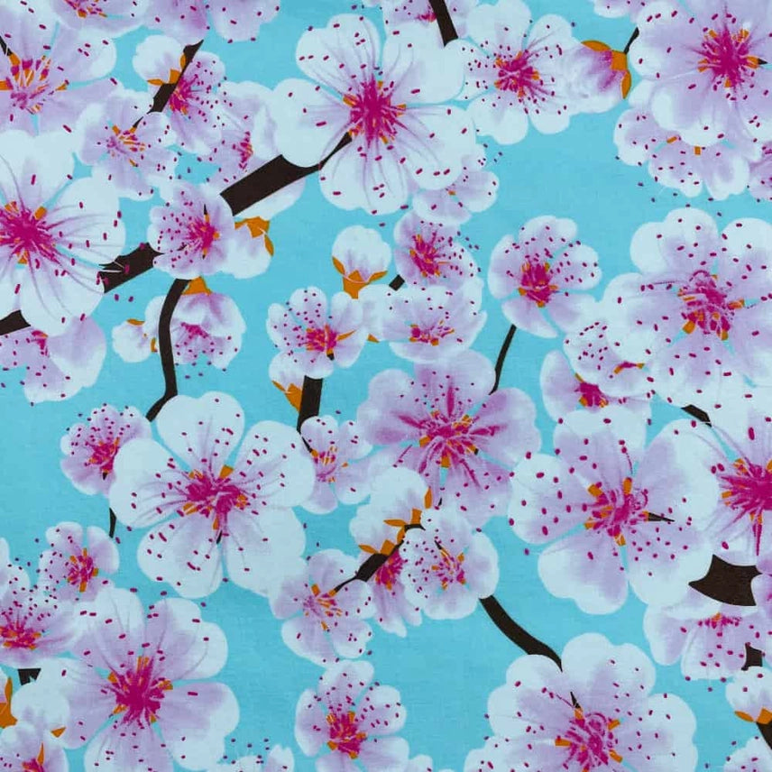 Fabric Gift Wrap - Reversible - Blossom / Aruba Blue 105 x 105cm