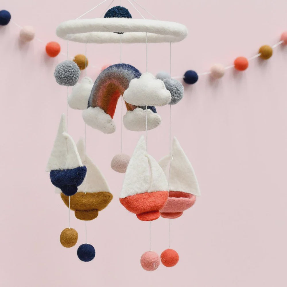 Nursery Cot Mobile | Spring Sailboats