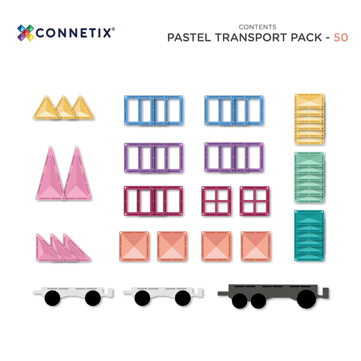 Connetix Pastel Transport Pack (50 pieces)
