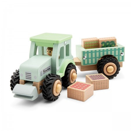 Wooden Tractor and Farm Crops