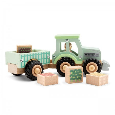 Wooden Tractor and Farm Crops