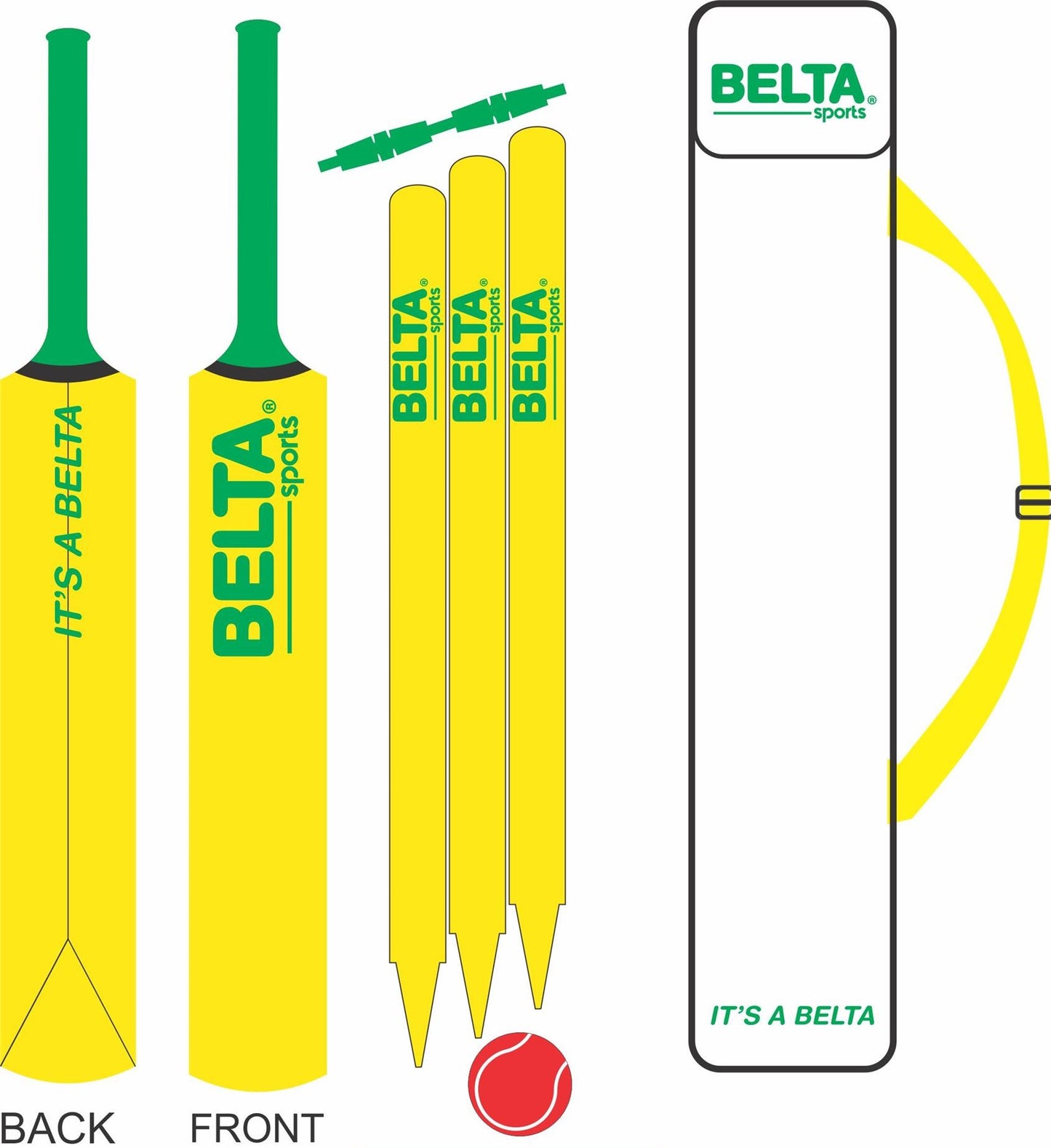 Cricket Set (PVC, Yellow, Size 3)