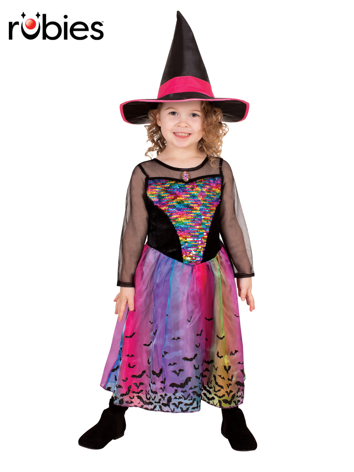 Rainbow Colour Magic Witch Deluxe Costume – Child – original Rubie’s supplier image