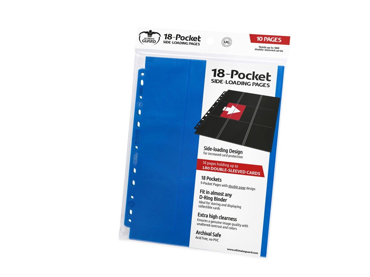Ultimate Guard 18-Pocket Side-Loading Binder Pages – Blue – 10 Pack