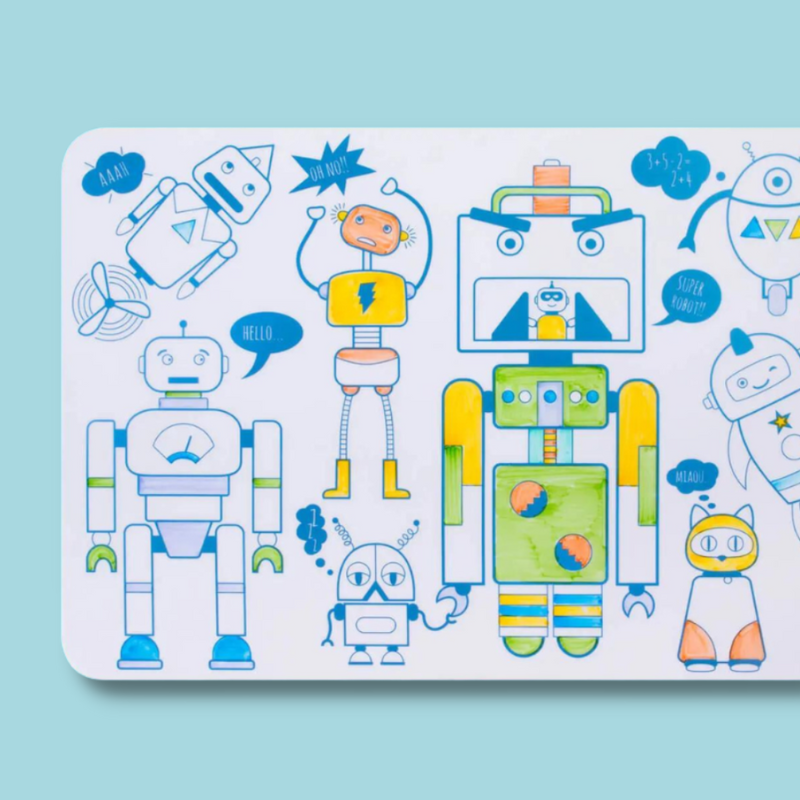 Silicone Colouring Mini Playmat & Markers | Robot