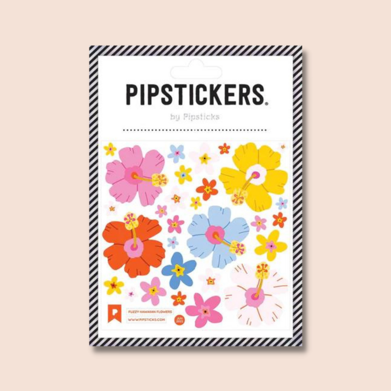 Fuzzy Hawaiian Flowers Stickers