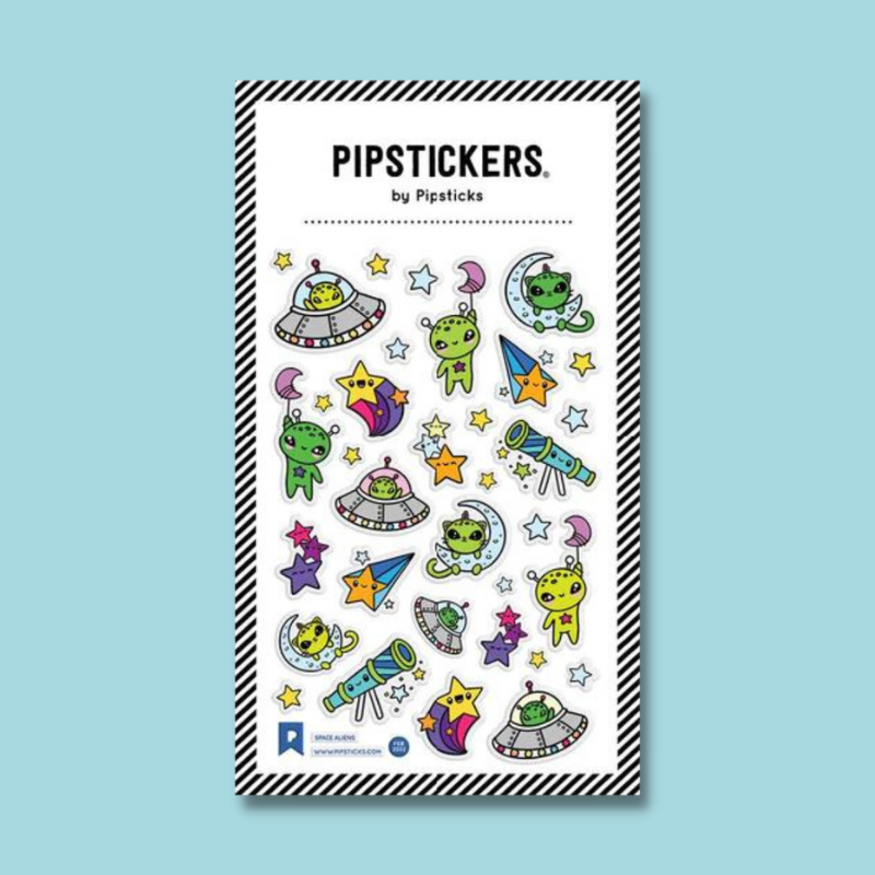 Glitter Puffy Space Aliens Stickers
