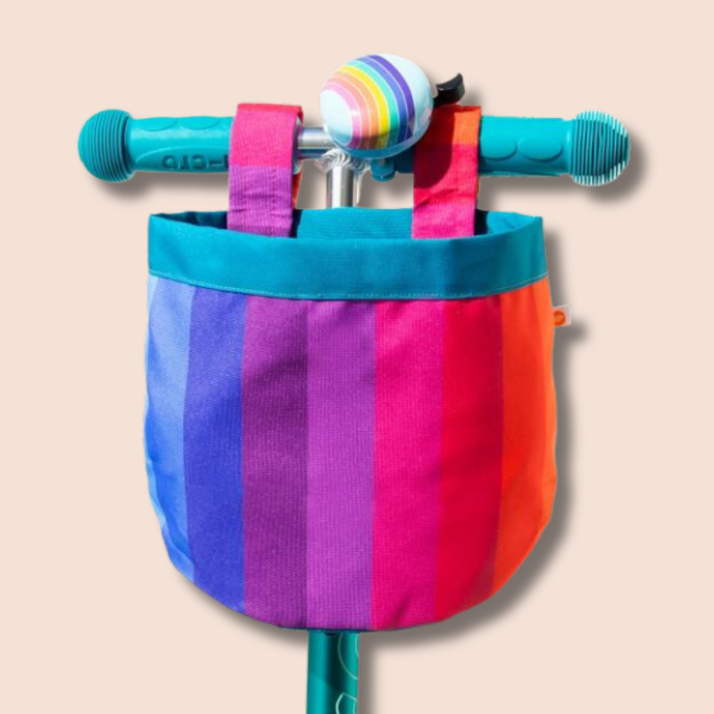 Bike & Scooter Front Canvas Basket | Rainbow Stripe