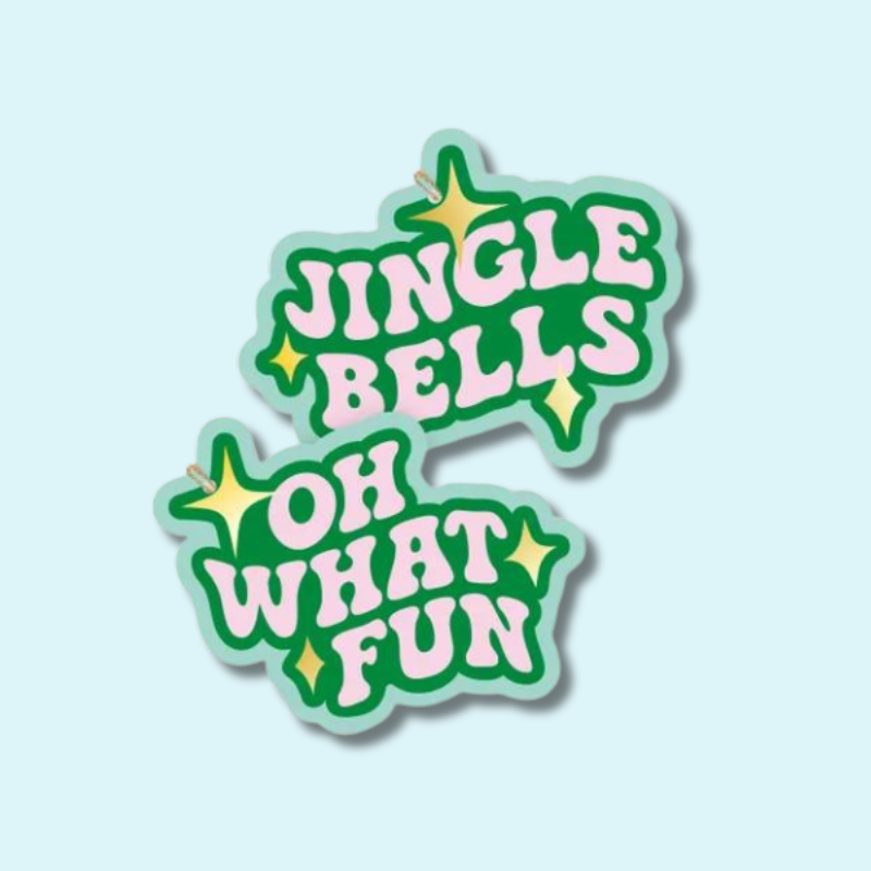Christmas Gift Tags | Jingle Bells Pink & Emerald (6 Pack)