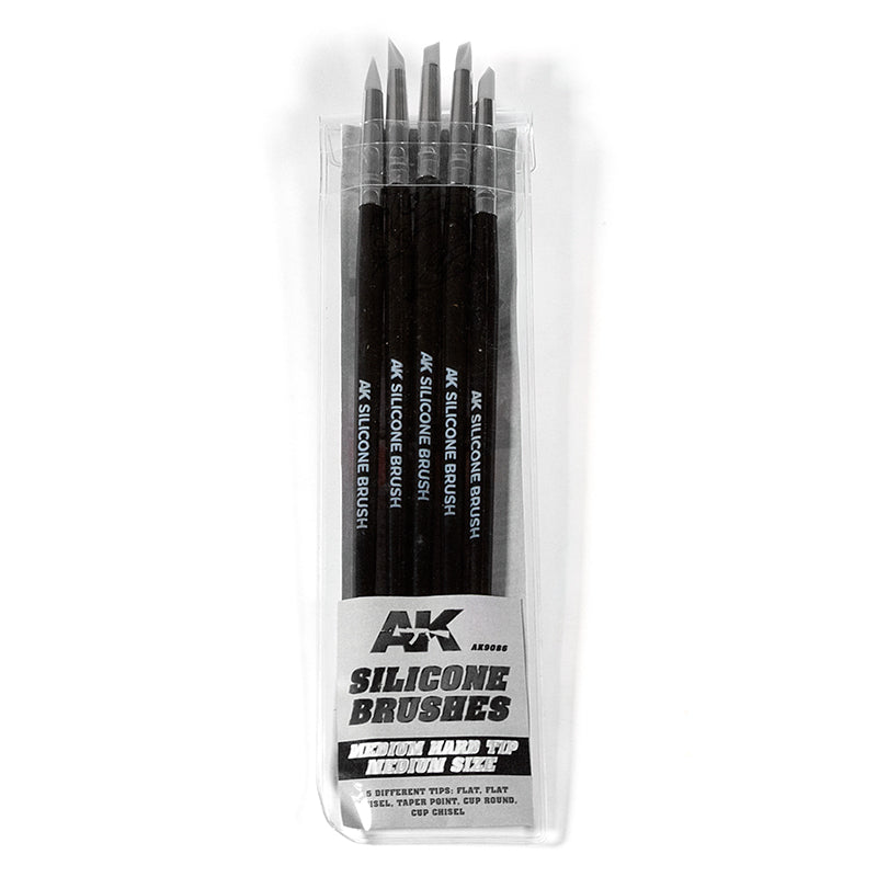 AK Interactive Silicone Brushes – Medium-Hard Medium Tips, Set of 5