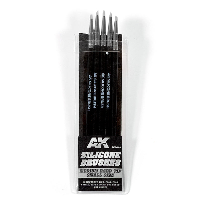 AK Interactive Silicone Brushes – Medium-Hard Small Tips, Set of 5