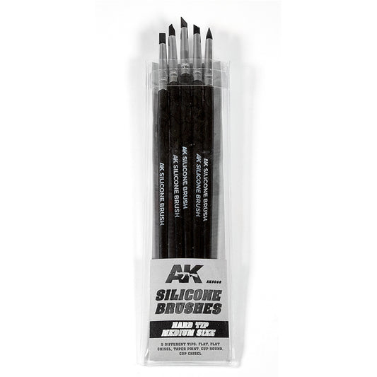 AK Interactive Silicone Brushes – Hard Medium Tips, Set of 5