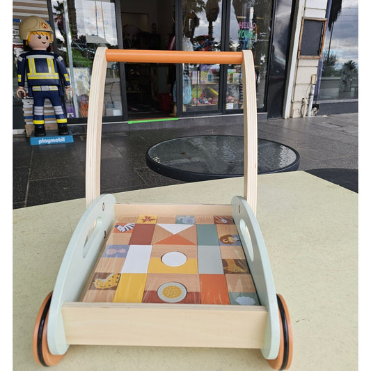 Wooden Block Walker / Push Trolley with Blocks (Second Play)
