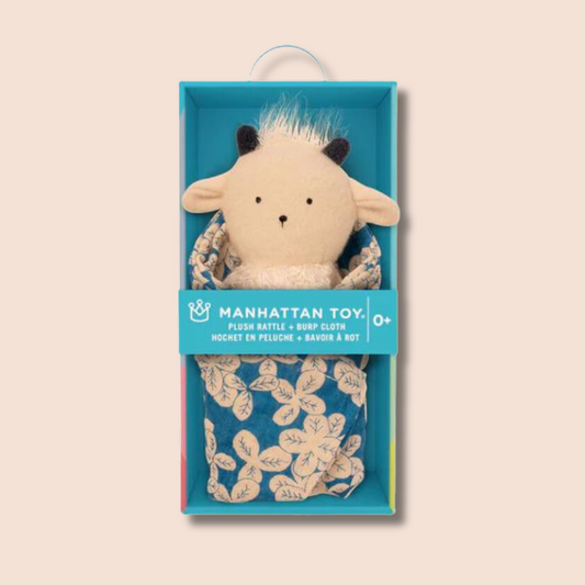 Goat Burp Cloth & Rattle Plush