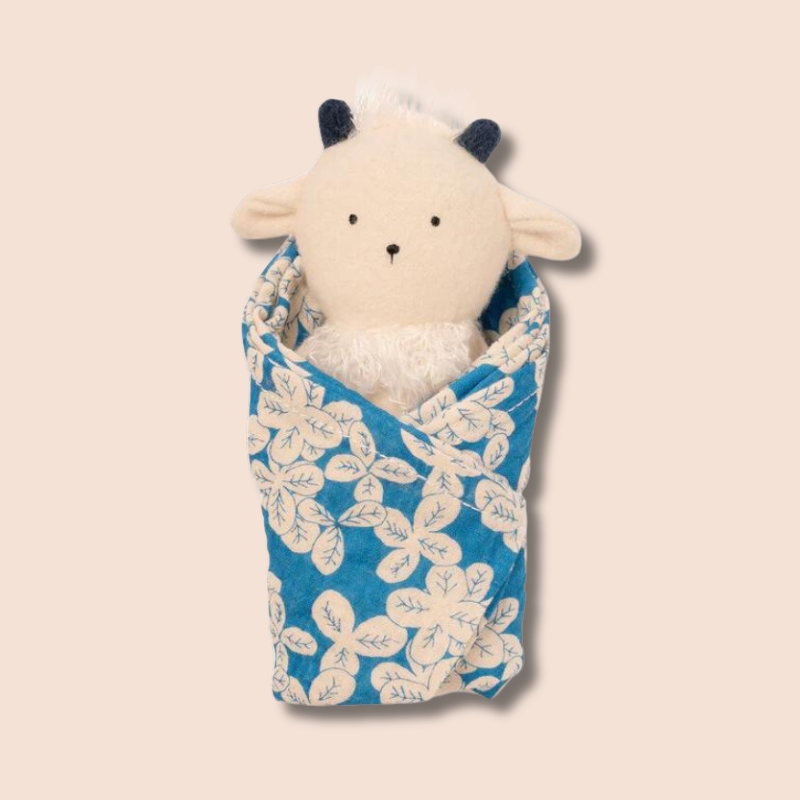 Goat Burp Cloth & Rattle Plush