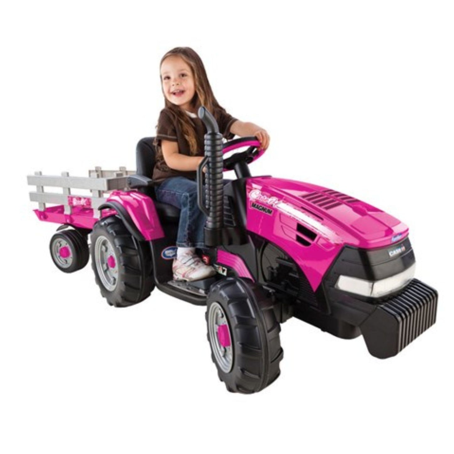 12V Case IH Magnum B/O Tractor with Wagon - Pink