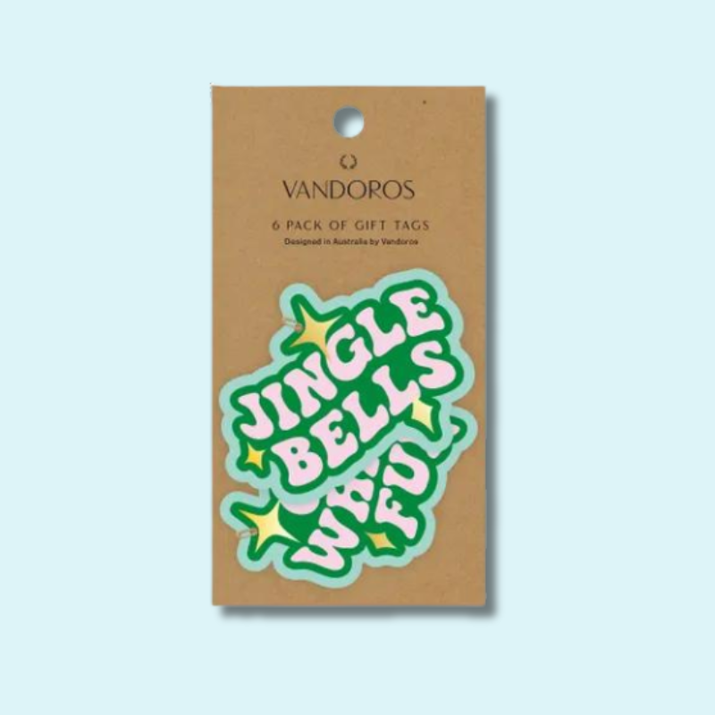Christmas Gift Tags | Jingle Bells Pink & Emerald (6 Pack)