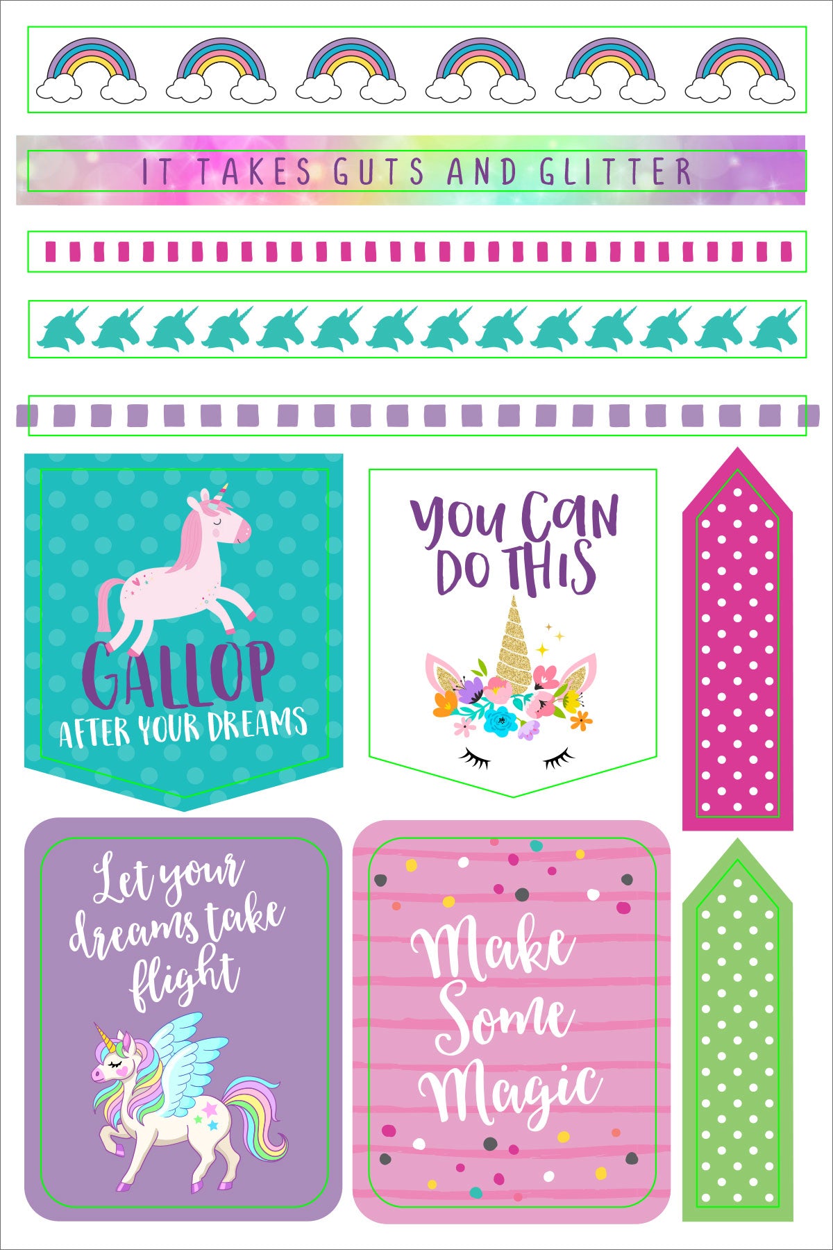 Unicorn notebook, sticker and pen bundle