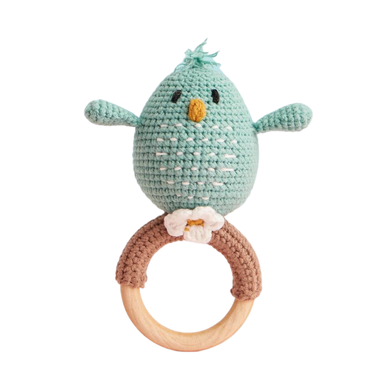 Bobo the Blue Bird Baby Rattle Ring