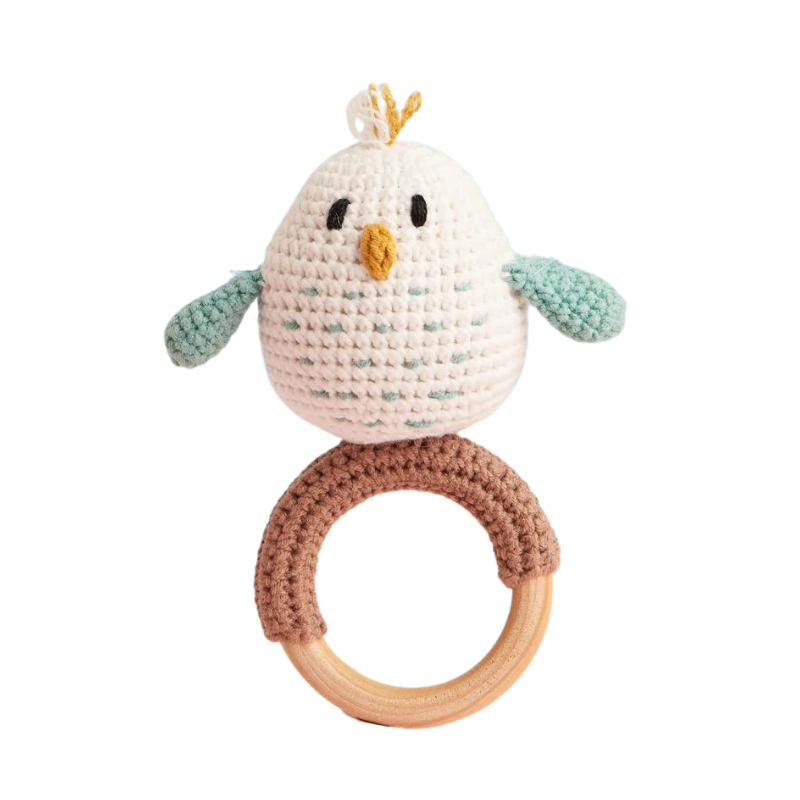 Bibi the White Bird Baby Rattle Ring