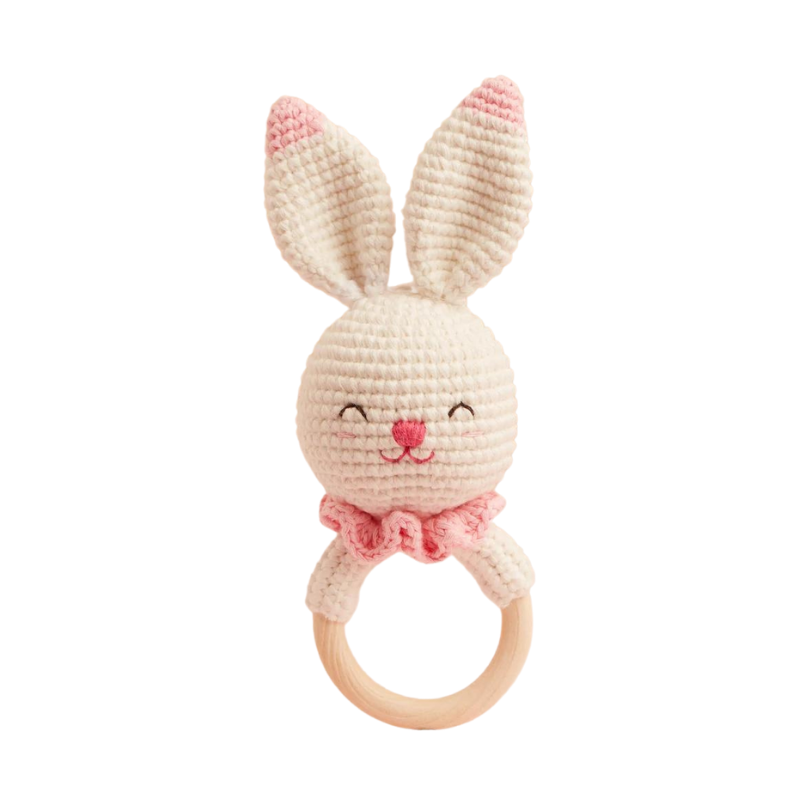 Olive the Cheerful Bunny Rattle Ring