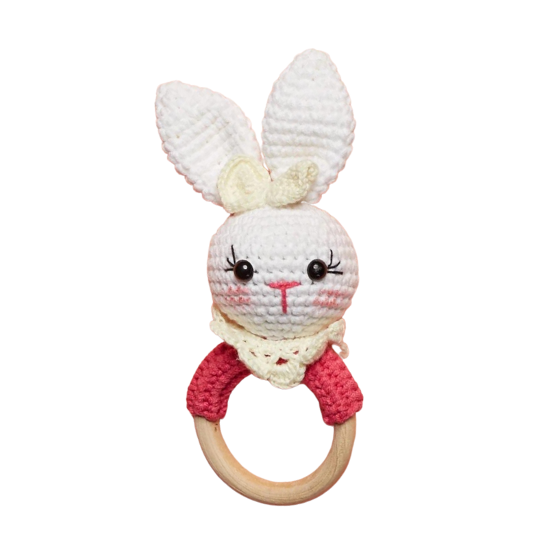 Pink Rosie Bunny Rattle Ring